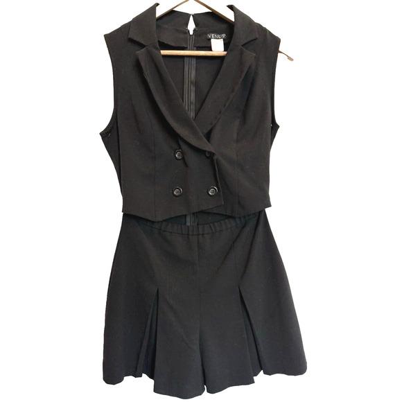 Y2K Venus Sleeveless Double Breasted Blazer Romper Size 4 Shorts Monica Friends - Picture 1 of 12